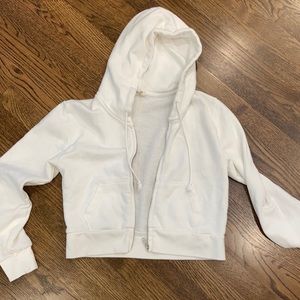 Brandy Melville white cropped zip up hoodie